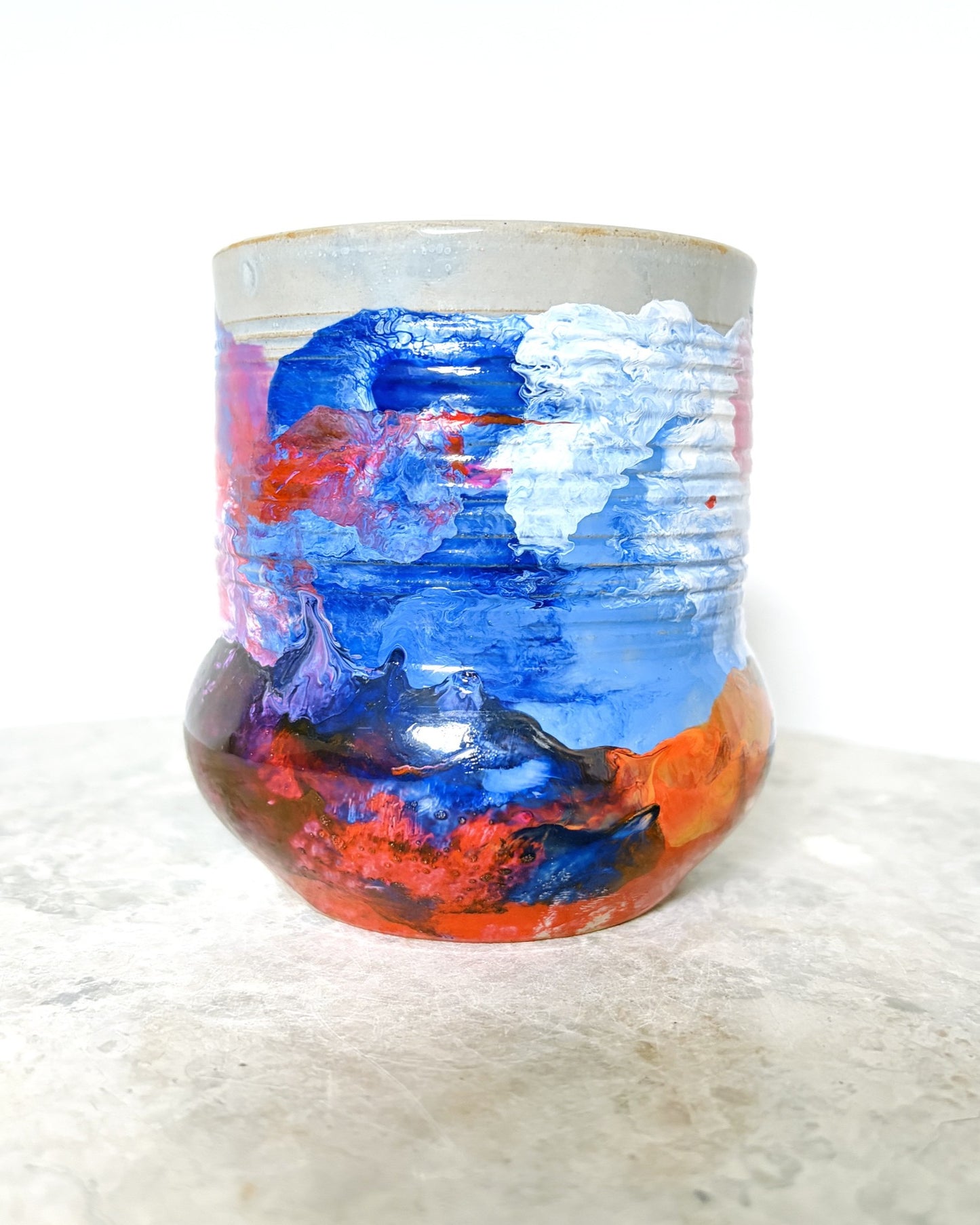 Becher mit Ringen - Kenia - abstrakt - Color Flush