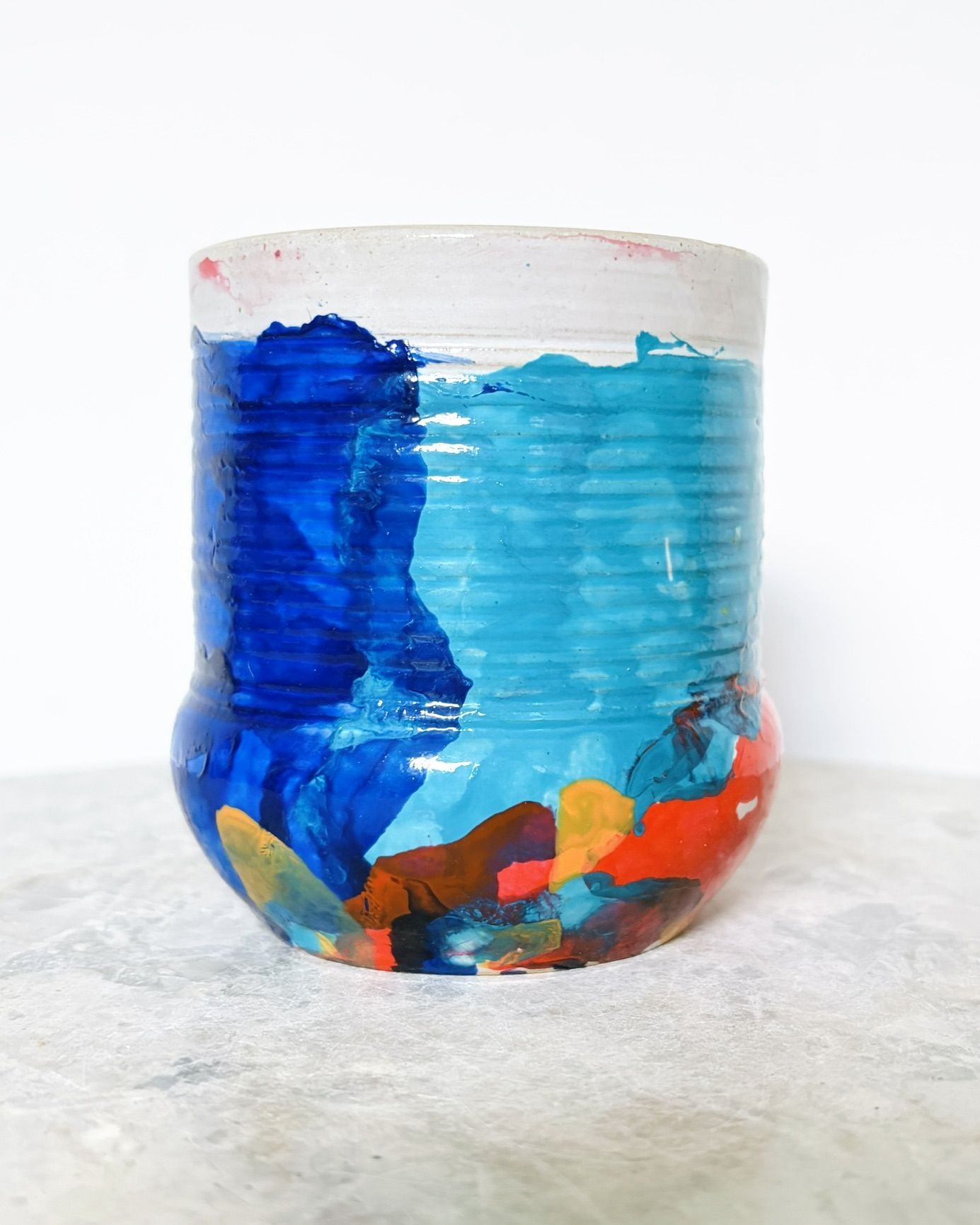Becher mit Ringen - Kenia - abstrakt - Color Flush